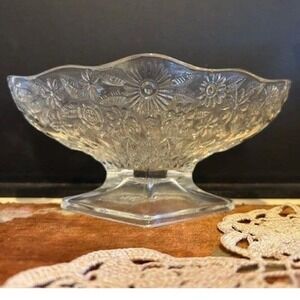 Five Vintage Depression Indiana Glass Sherbet Dish Clear Diamond Shaped